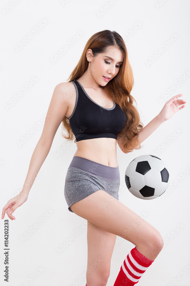 Young sexy woman with soccer ball Young sexy woman with soccer ball
