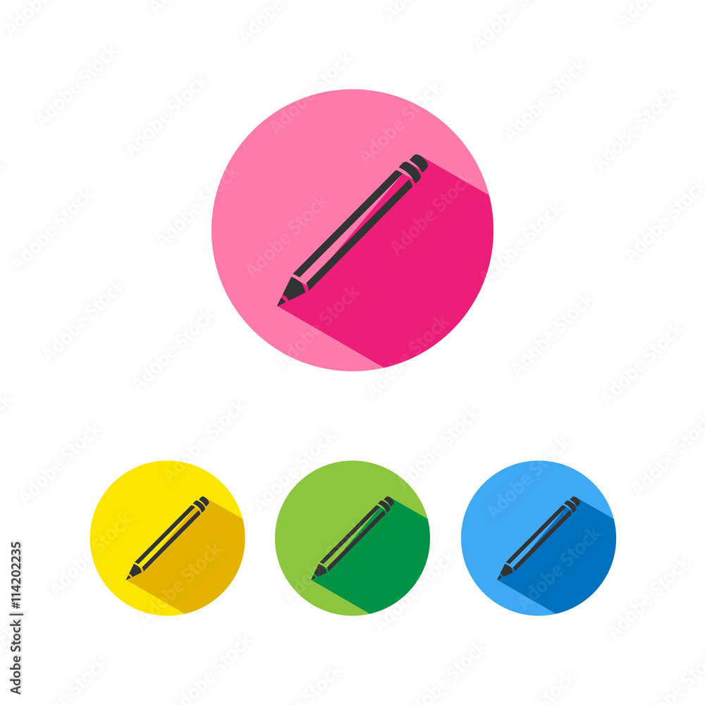 Icono de lápiz sobre fondos de colores