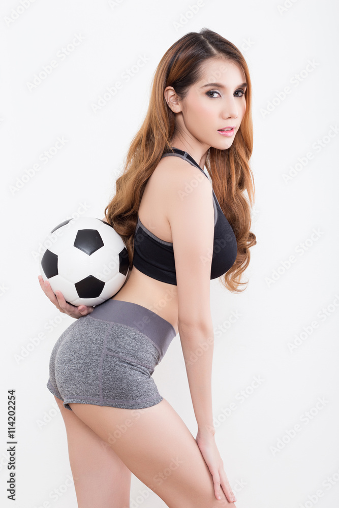 Young sexy woman with soccer ball Young sexy woman with soccer ball