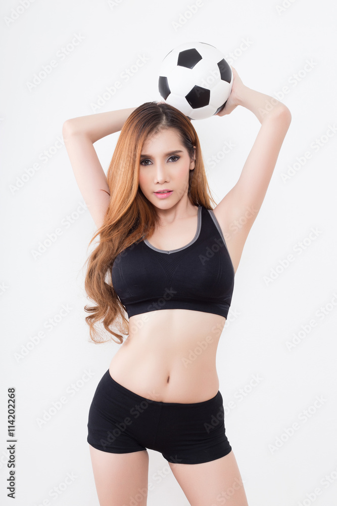 Young sexy woman with soccer ball Young sexy woman with soccer ball