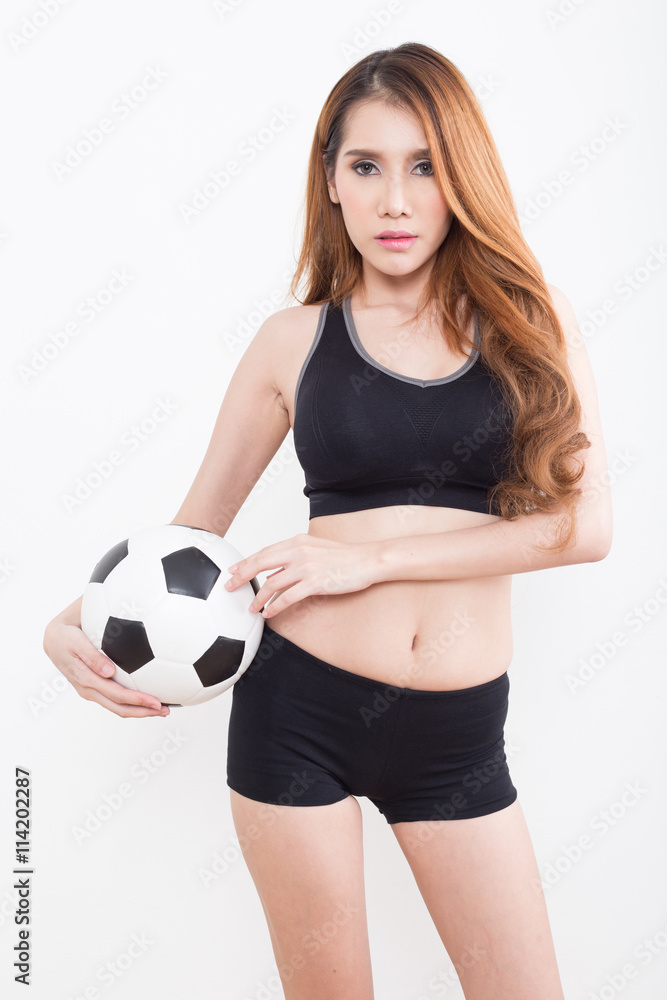 Young sexy woman with soccer ball Young sexy woman with soccer ball