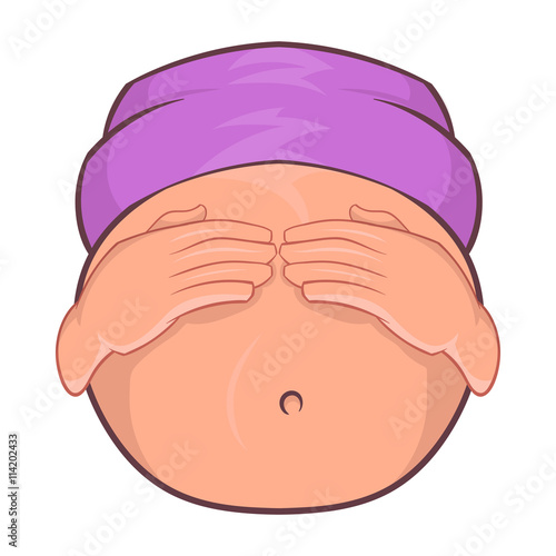 Pregnant belly icon, cartoon style