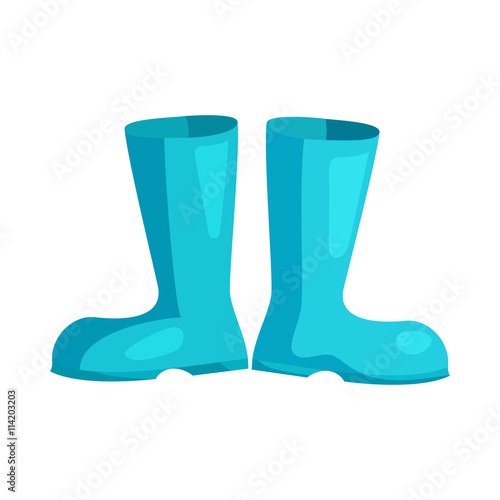 Blue rubber boots icon, cartoon style