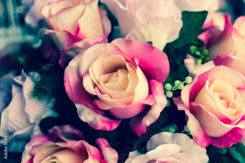 Valentine day background. Retro of bouquet roses flower 