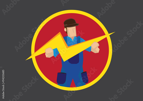 Man with Lightning Symbol Vector Illustration