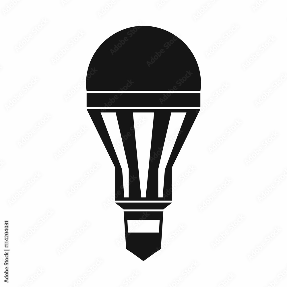 Led bulb icon, simple style Led bulb icon, simple style