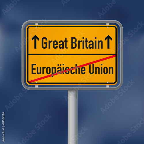 Brexit - Ortsschild Grossbritannien verlässt die Europäische Union