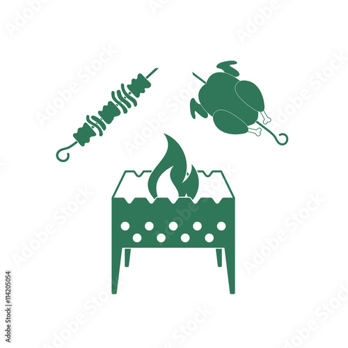 Brazier zephyr, kebab and chicken . Vector illustration