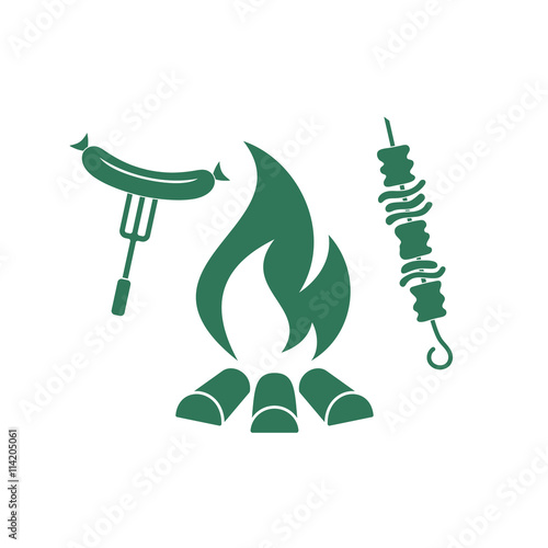 Grilled shashlik kebab icon. Vector illustration
