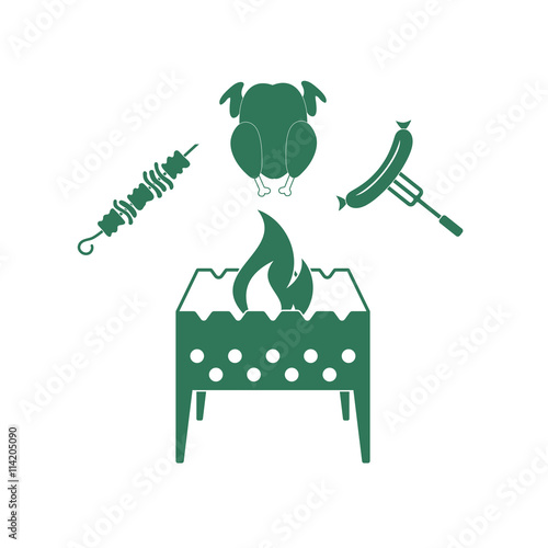 Brazier, kebab, chicen and sausage icon. Vector illustration
