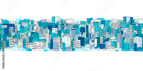 Abstract cityscape background, seamless pattern for your design