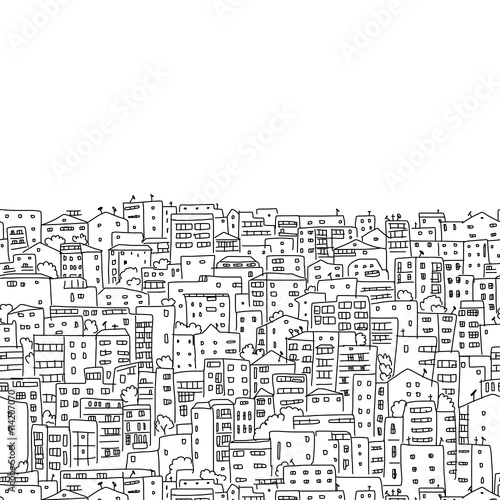 Abstract cityscape background, seamless pattern for your design