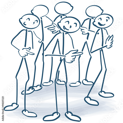 Strichmännchen stehen im Kreis und geben die Verantwortung weiter