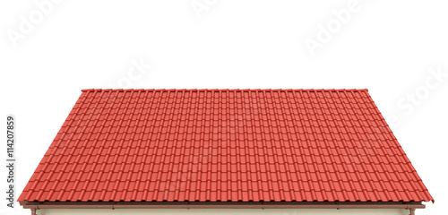 Roof of red tiles on a white background. 3d illustration