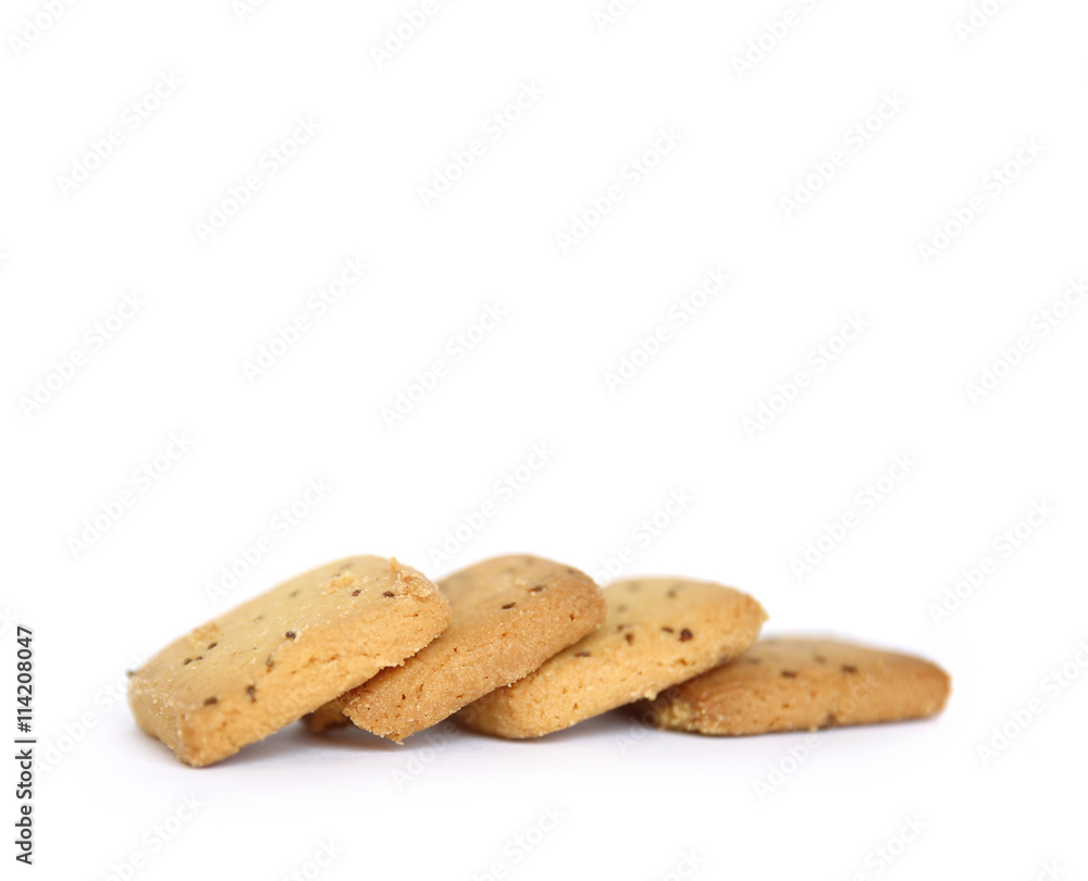 shortbread cumin biscuit -cookies isolated on white background shortbread cumin biscuit -cookies isolated on white background