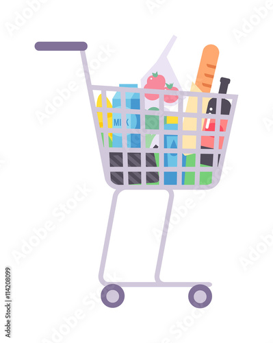 Shop product basket vector illustration.