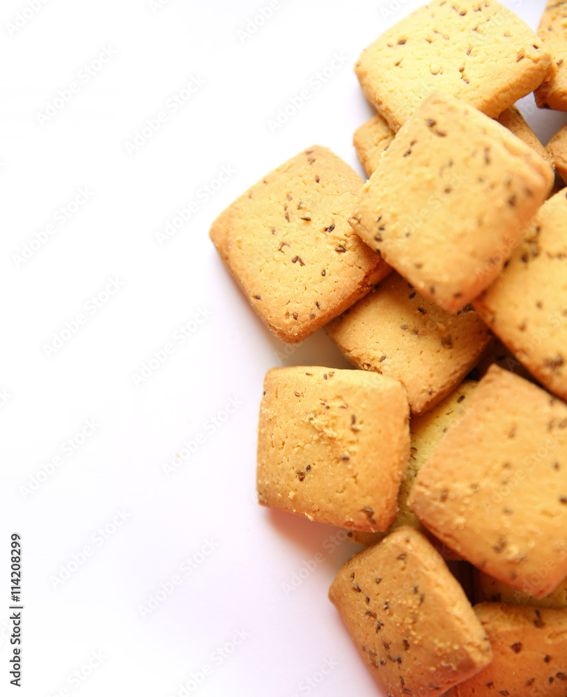 shortbread cumin biscuit - cookies isolated on white background shortbread cumin biscuit - cookies isolated on white background