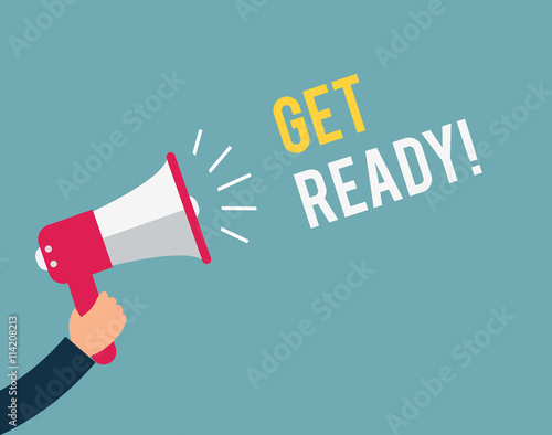 get ready megaphone message at loud. concept illustration design