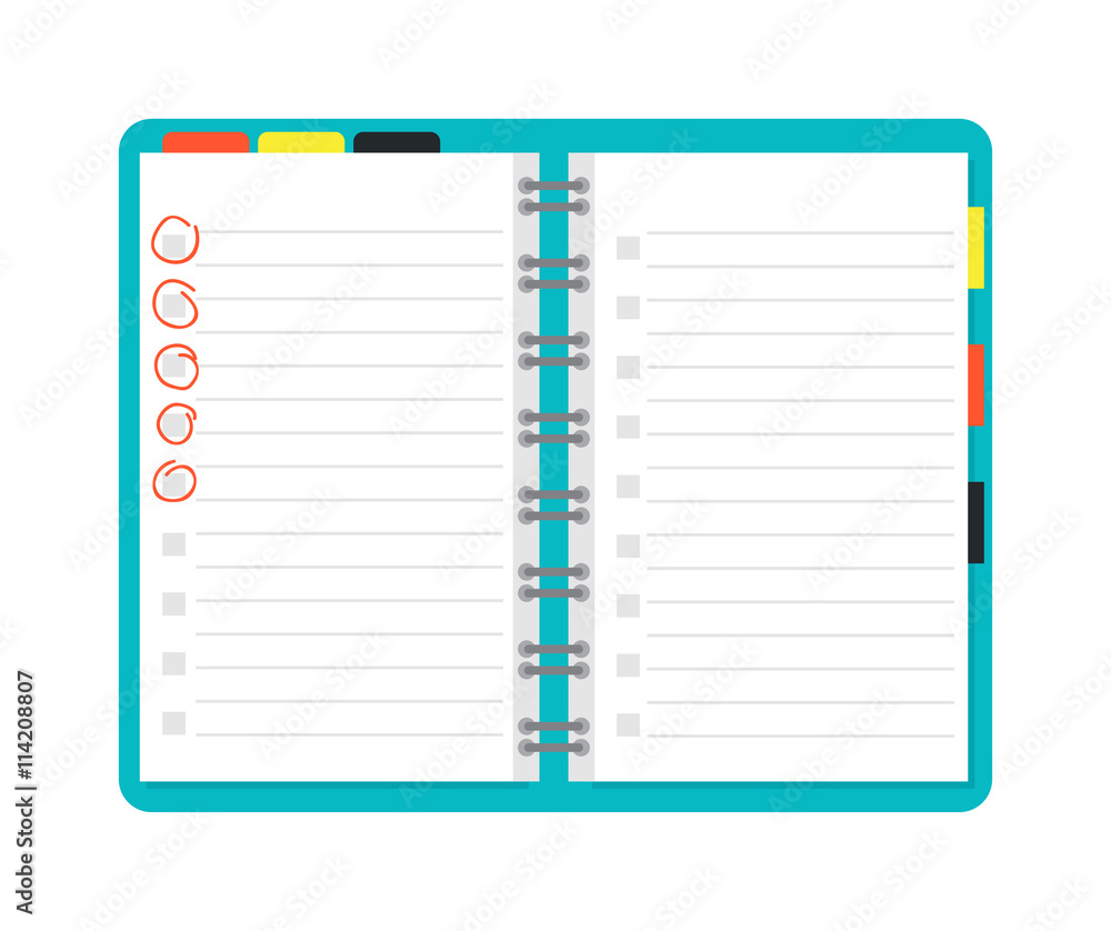 Open notebook planner vector illustration. Open notebook planner vector illustration.