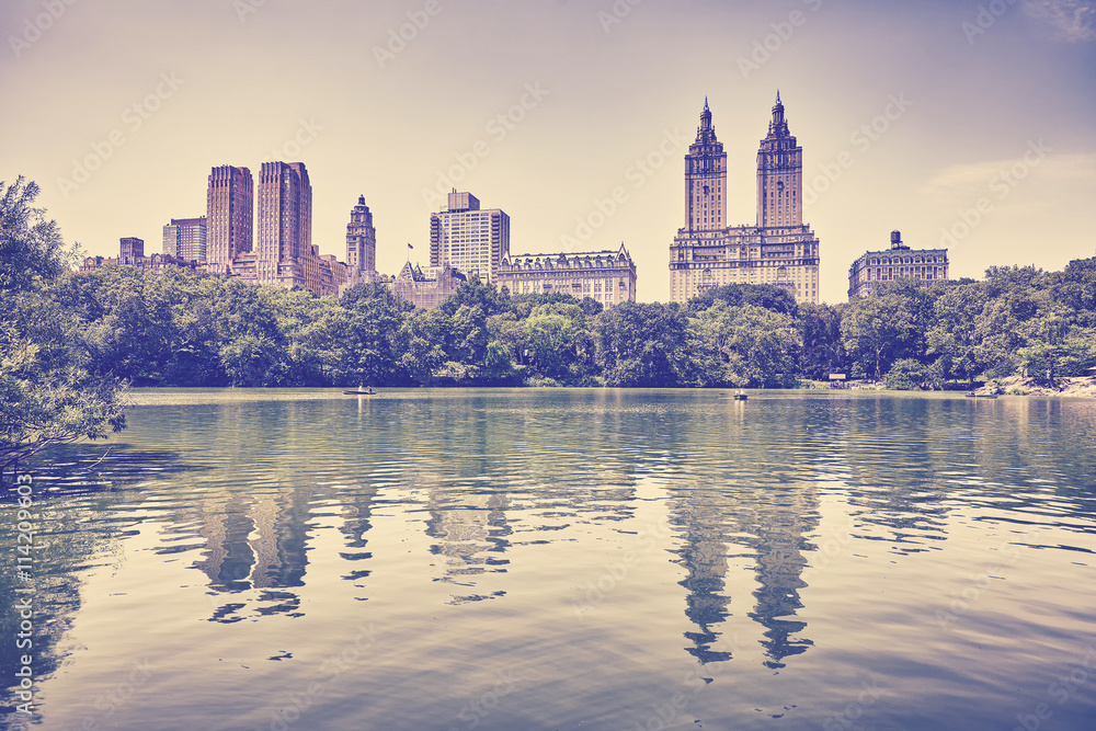 Retro toned photo of Central Park, New York.