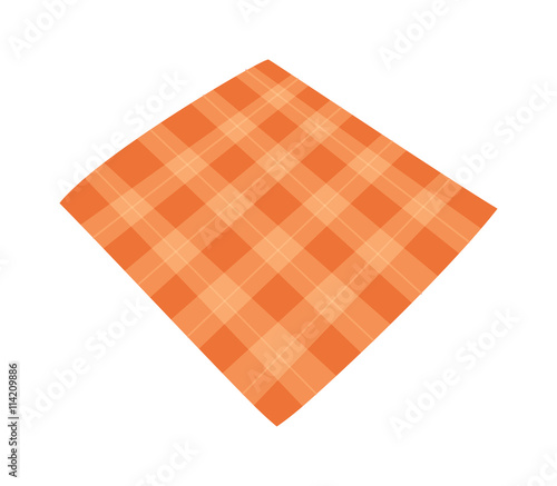Ffolded tablecloth isolated on white. Tablecloth background seamless pattern.Illustration of traditional gingham dining cloth with fabric texture. Checkered picnic cooking tablecloth.