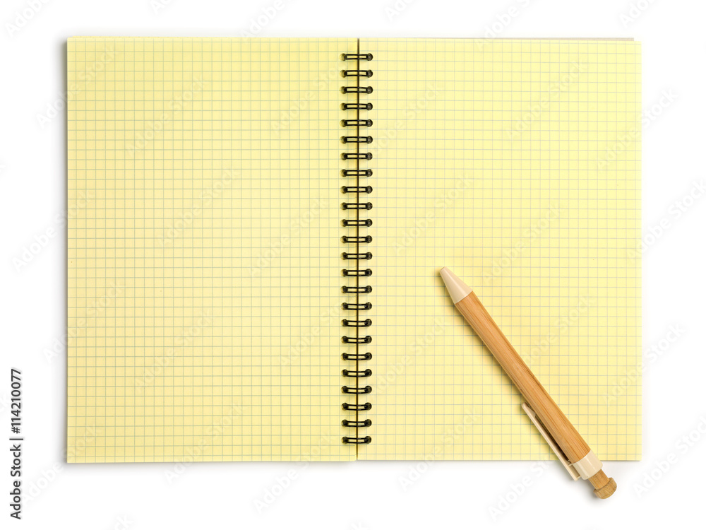 Yellow notebook with bamboo pen Yellow notebook with bamboo pen