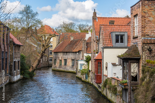 Fotografia, Obraz Bruges, houses and canals