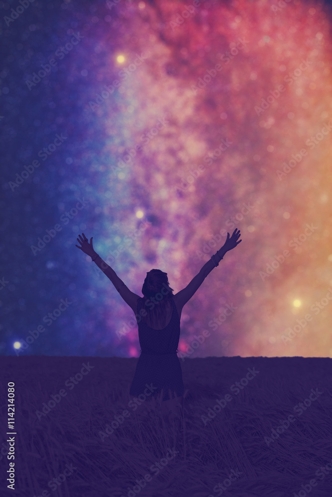 Girl watching the stars. Girl watching the stars.