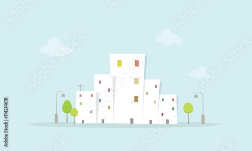 Cartoon City Landscape. Flat image