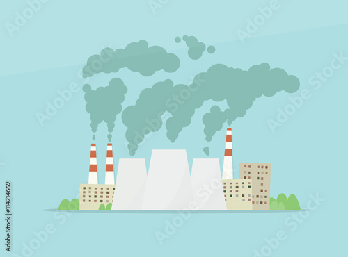 cartoon vector factory. air pollution