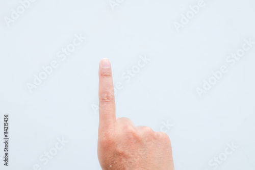  hand showing the one fingers. counting hand sign isolated on white background.