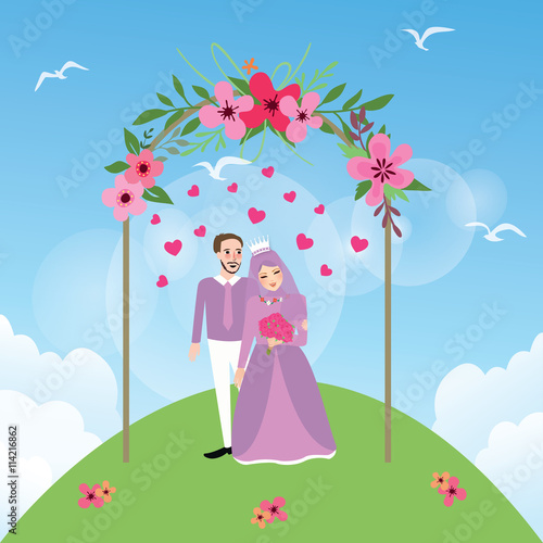 couple married Islam woman girl wearing veil marriage wedding