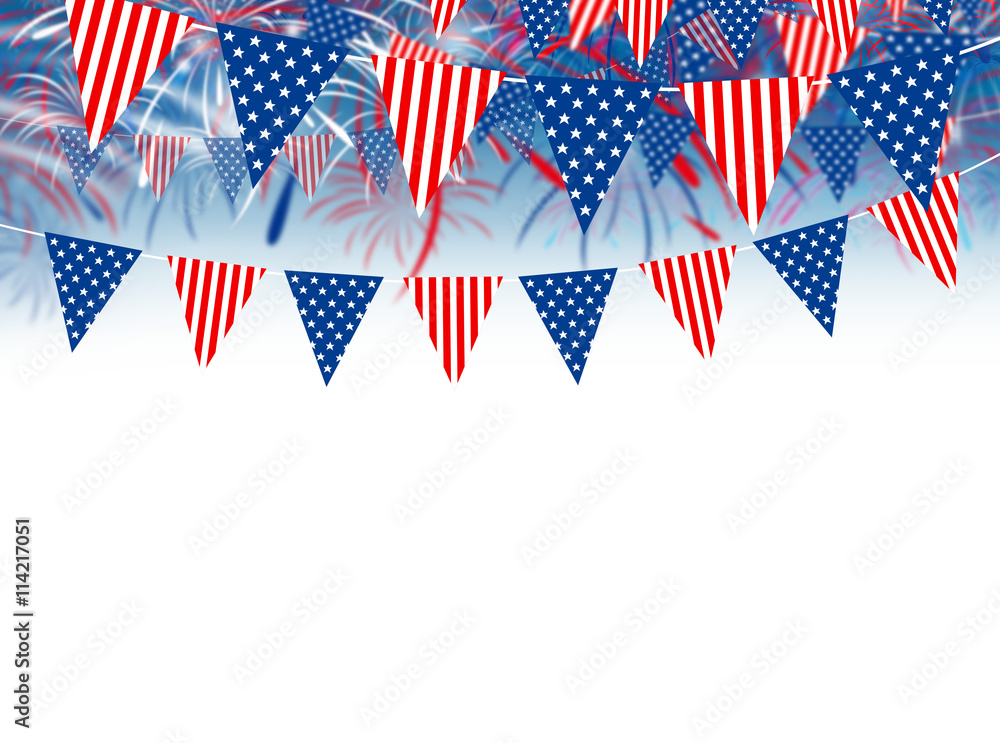 Obraz premium USA flag on fireworks background