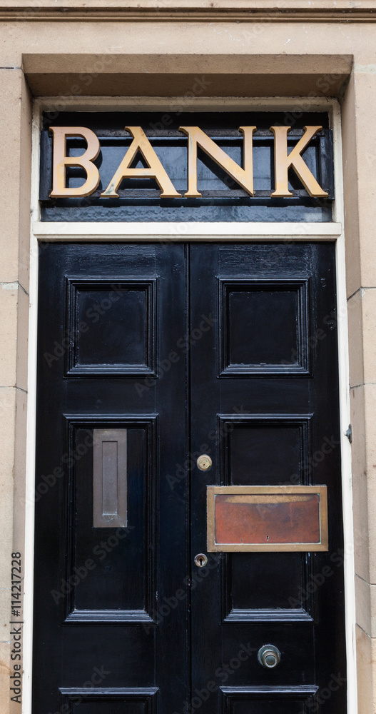 Obraz premium door with bank sign