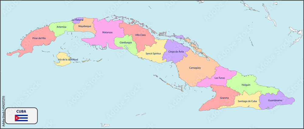 Political Map of Cuba with Names
