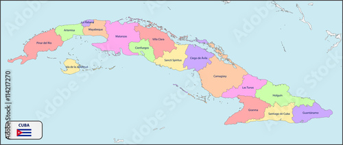 Political Map of Cuba with Names