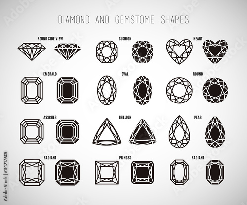Diamond and gemstone shape set.