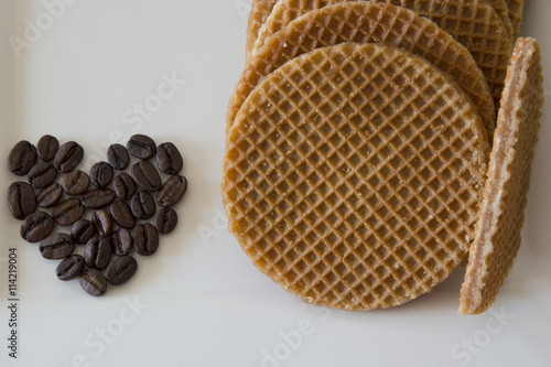 Caramel Stroopwafels and Coffee Beans photo