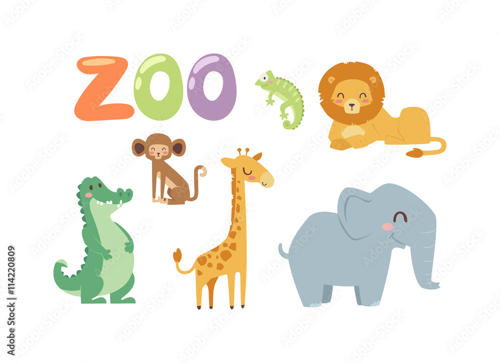 Vector zoo animals. Many different animals baby panda, sea whale, beautiful octopus, large buffalo, horned goat. Zoo animal character jungle wildlife safari collection and cartoon cute animals. Vector zoo animals. Many different animals baby panda, sea whale, beautiful octopus, large buffalo, horned goat. Zoo animal character jungle wildlife safari collection and cartoon cute animals.
