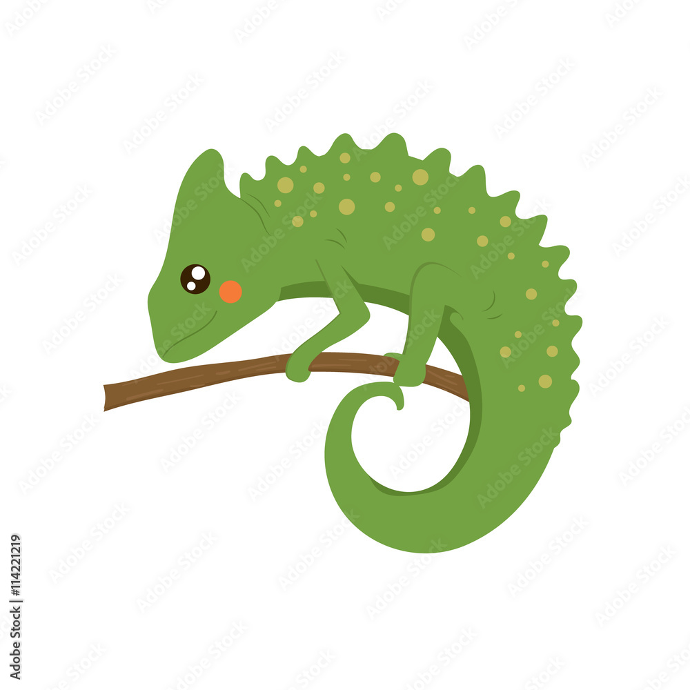 Naklejka premium Chameleon Realistic Childish Illustration