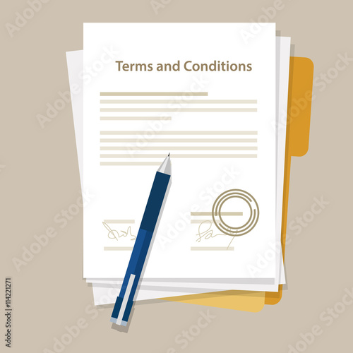 terms and condition document paper legal aggreement signed stamp