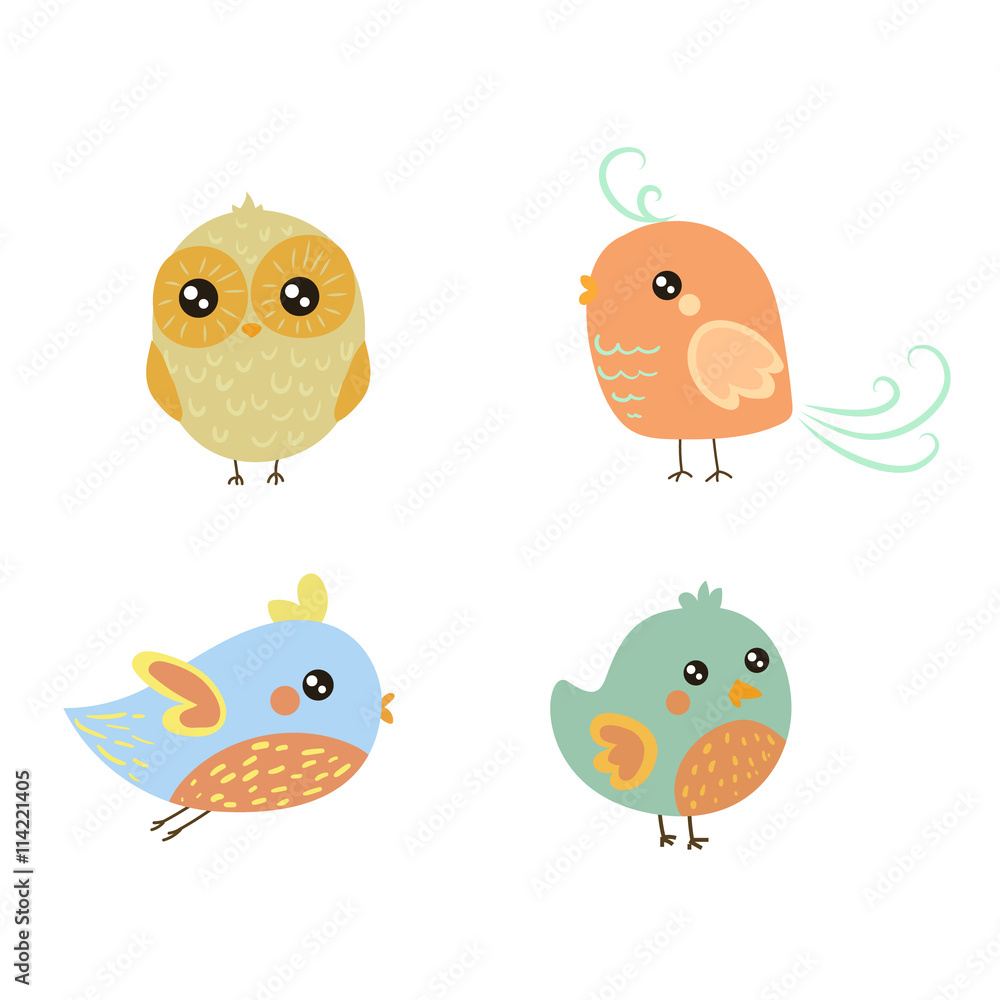 Four Cute Bird Chicks Set