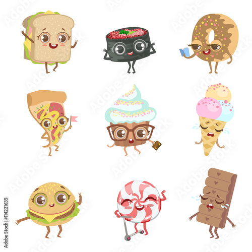 Different Food Childish Characters Emotion Collection