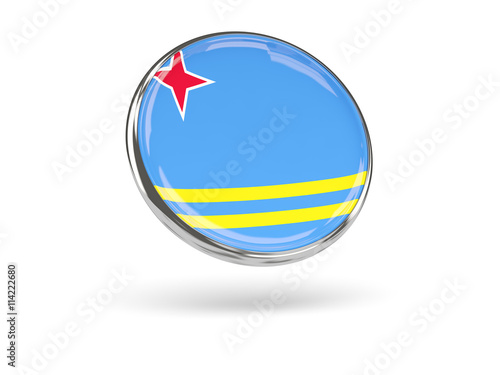 Flag of aruba. Round icon with metal frame Free Download Flag of aruba. Round icon with metal frame - GFXLoad