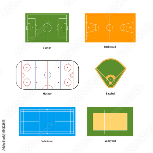 Photography Sport fields marking for soccer, basketball, volleyball, baseball, hockey and ba