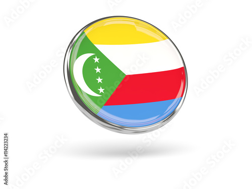 Free Download Flag of comoros. Round icon with metal frame - GFXLoad
