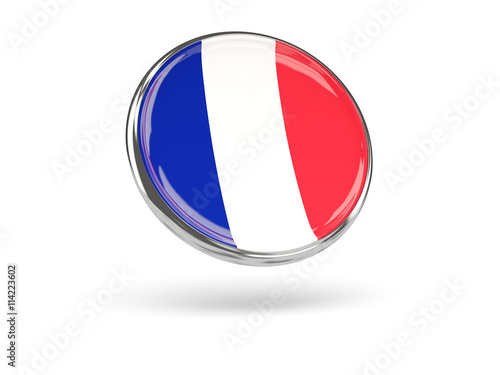 Flag of france. Round icon with metal frame Free Download Flag of france. Round icon with metal frame - GFXLoad