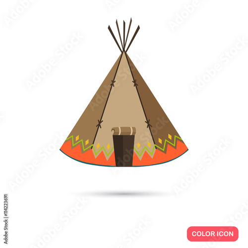 Indians wigwam color flat icon