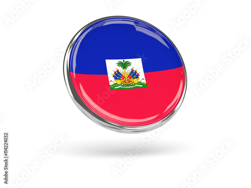 Free Download Flag of haiti. Round icon with metal frame - GFXLoad