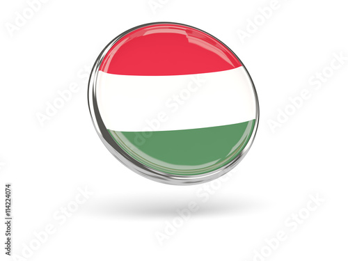 Flag of hungary. Round icon with metal frame Free Download Flag of hungary. Round icon with metal frame - GFXLoad